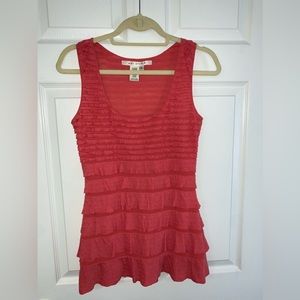Max Studio Tiered Coral Tank Top S
